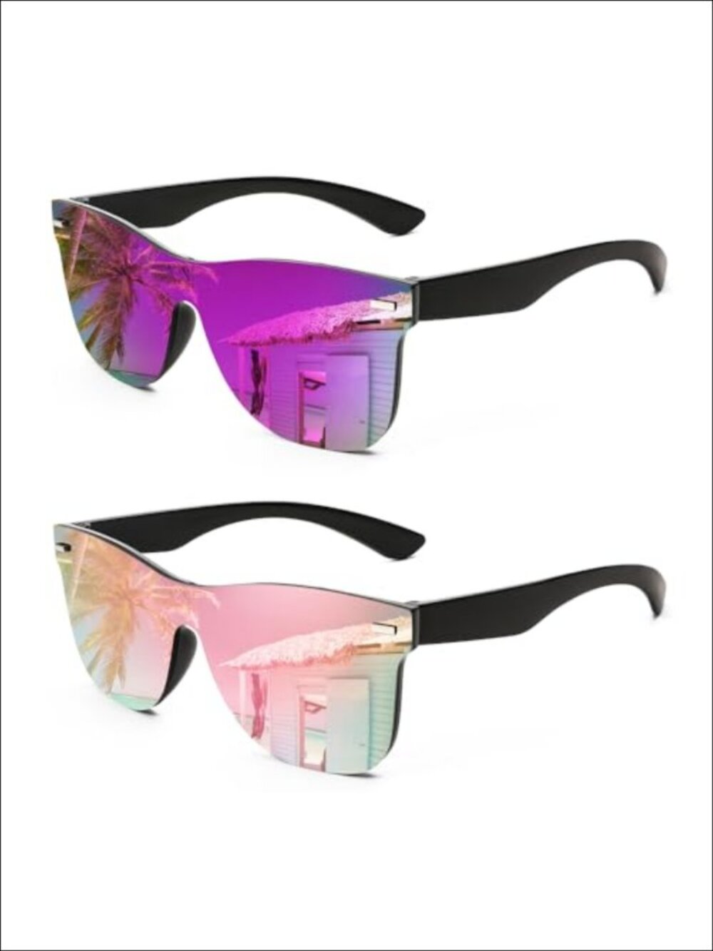 FEISEDY Frameless Mirrored Sunglasses UV400 Rimless Square